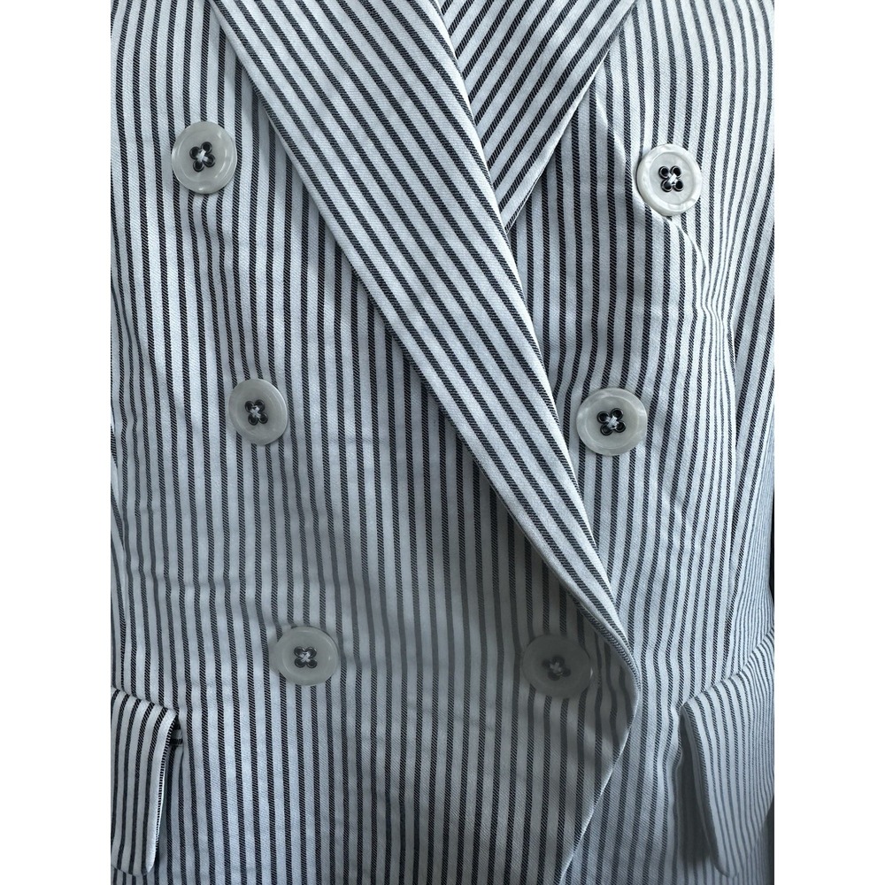 NWT Carolina Belle Montreal Womens Gray Double Breasted Striped Blazer Size M - Picture 2 of 5